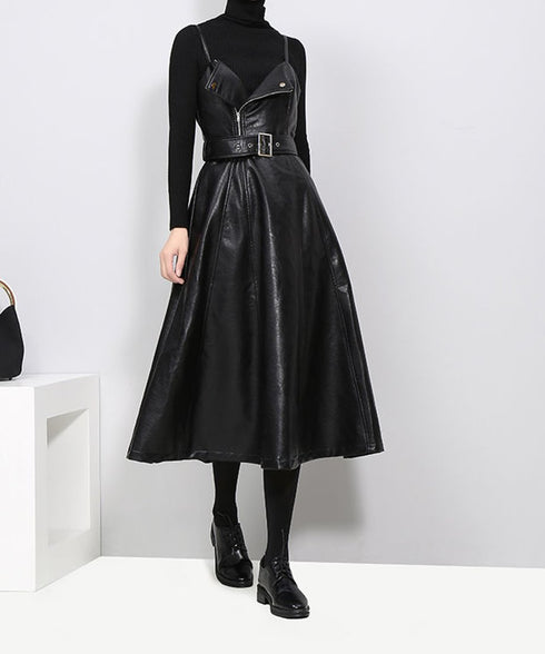 black midi sleeveless dress